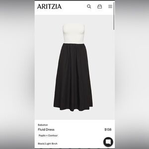 Aritzia Babaton Fluid Dress Black Light Birch Poplin + Contour LNWOT